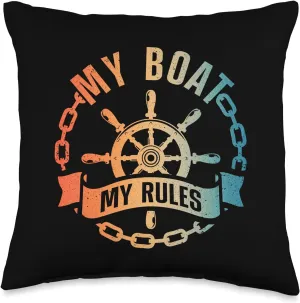 Yacht Boating Gift Boat Accessories & Boater Stuff Cool Design for Men Women Captain Boating Throw Pillow, 16x16, Multicolor