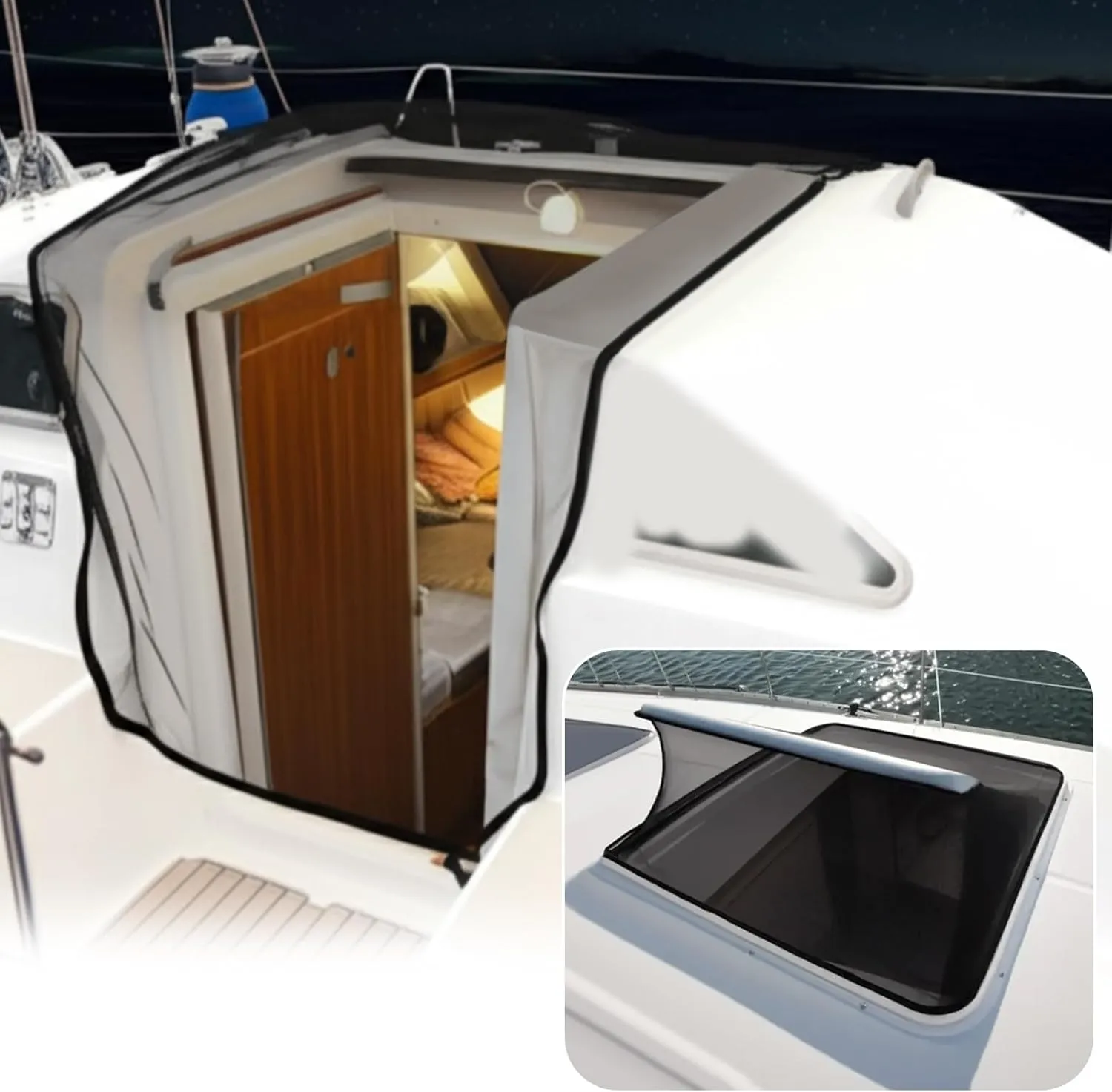 Yahenda 2pcs Mosquito Net Insect Screen for Boat Hatches, Screen for Covering Marine Access Hatch Lids and Companionway, Weighted Edges, Universal Size for Sailboats and Motorboats