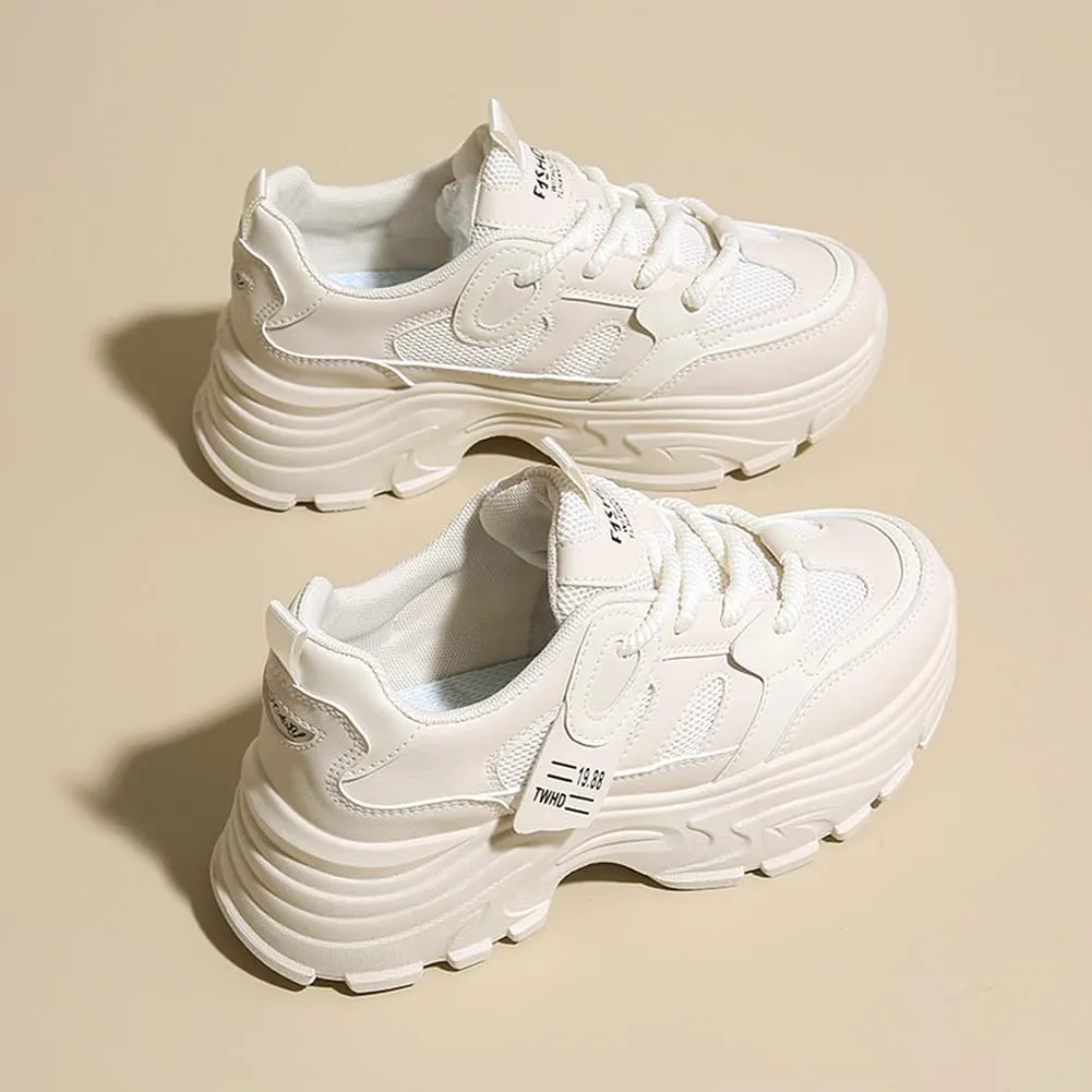 YAXE Women’s Platform Low Top Lace-up Chunky Walking Sneaker