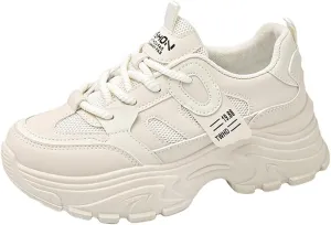 YAXE Women’s Platform Low Top Lace-up Chunky Walking Sneaker