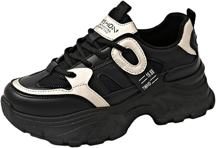 YAXE Women’s Platform Low Top Lace-up Chunky Walking Sneaker