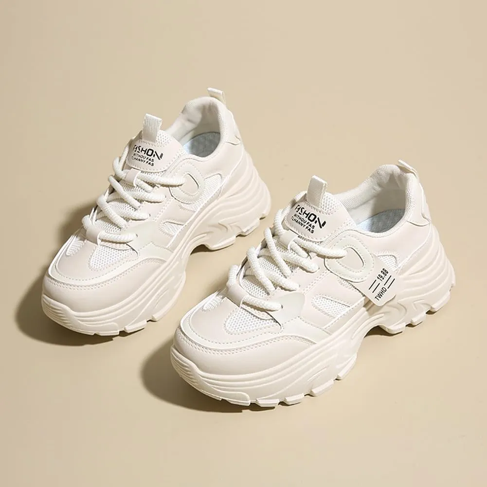 YAXE Women’s Platform Low Top Lace-up Chunky Walking Sneaker