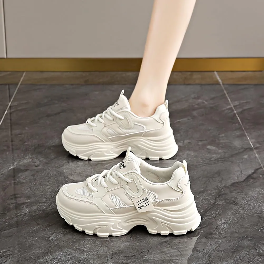 YAXE Women’s Platform Low Top Lace-up Chunky Walking Sneaker