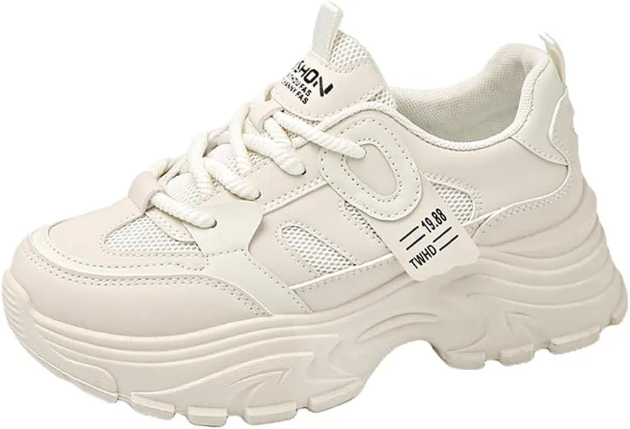 YAXE Women’s Platform Low Top Lace-up Chunky Walking Sneaker