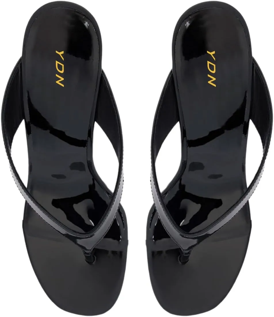 YDN Women's Comfy Open Round Toe Flip Flops High Wedge Heels Thong Sandals Dressy Casual Daily Slide Shoes Size 4-16 US