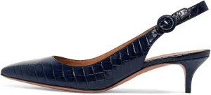 YDN Womens Kitten Low Heels Office Pumps Pointed Toe Leopard Print Comfy Shoes with Slingback Size 4-15